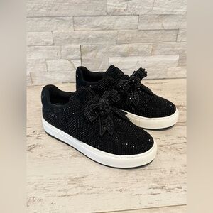 Kurt Geiger London Laney Crystal Embellished Bow Platform Sneakers EU 38 Black